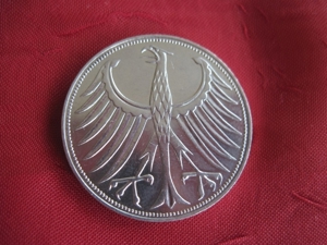 Silbermünze 5 DM 1969 D = München Silberadler . Erhaltung siehe Fotos Bild 2