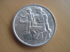 Münze 5 FRANKEN 1948 B 100 Jahre Verfassung, Schweiz als Bundesstaat Silber/Stgl. Bild 2