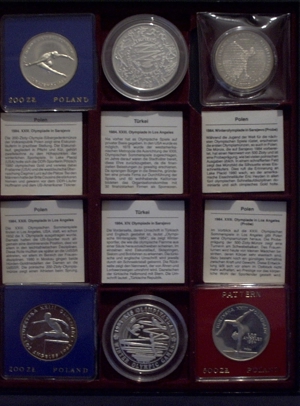 Olympiamünzen Spiele 1984 Los Angeles und Sarajevo, PP, -SYMPATHIELÄNDER -. Bild 6