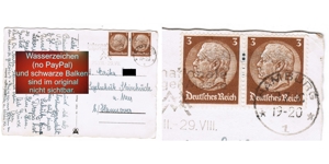 Briefmarke Deutsches Reich Bismark 3 Pf., (2x) auf AK, no PayPal Bild 3