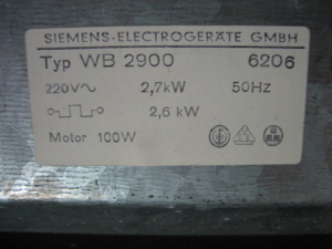 Bügelmaschine, Waschemangel, Siemens WB 2900 Bild 4