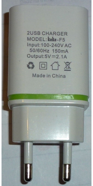 Ladegerät Stecker 2x USB-Port 5V-2,1A Bild 1
