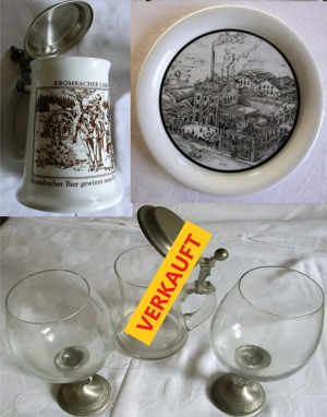 Krombacher Jahreskrug, WMF Biergläser, Diebels Sammelteller Bild 1