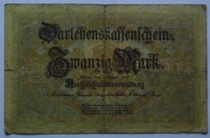 Banknote Geldschein 20 Mark Darlehnskassenschein Berlin 1914 Bild 2