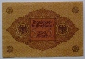 Banknote Geldschein 2 Mark Darlehnskassenschein Berlin 1.3.1920 Bild 1