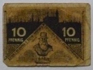 Notgeld Gutschein der Stadt Annaberg 10 Pfennig Adam Ries