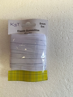 24 x Gummilitze, elastisch, 5m/8mm, weiß, neu