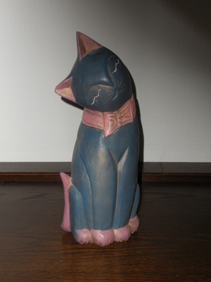 Katzenfigur aus Holz DEKO Bild 2