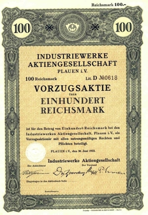 20 Historische Wertpapiere Dt. Reich Aktien 1906-1943 Bild 8