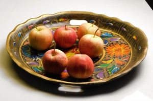 Tablett Teller Schale Platte Holz handbemalt volkstümlich floral bunt antik Bild 4
