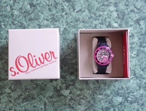 Mädchen Armbanduhr von s.Oliver schwarz/pink Bild 2