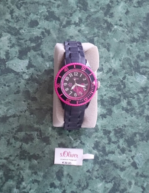 Mädchen Armbanduhr von s.Oliver schwarz/pink Bild 1