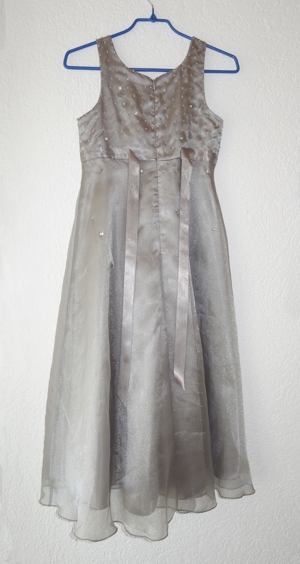 Satinkleid silbergrau, Größe 140 Bild 2 Satinkleid silbergrau, Größe 140 Bild 2