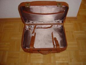 VINTAGE Reisekoffer 70 Jahre Leder Koffer braun 60 x 40 x 18 gut erhalten. Bild 2