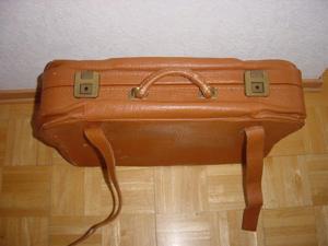VINTAGE Reisekoffer 70 Jahre Leder Koffer braun 60 x 40 x 18 gut erhalten. Bild 5