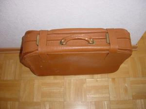 VINTAGE Reisekoffer 70 Jahre Leder Koffer braun 60 x 40 x 18 gut erhalten. Bild 8