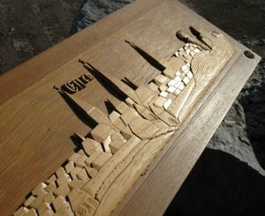 Gerahmtes Holzrelief: Silhouette Stadt Essen 15,00 Bild 2