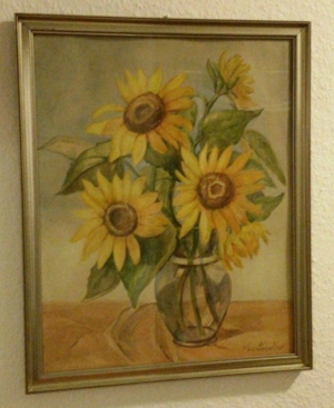 Aquarell Wandbild "Sonnenblumen"