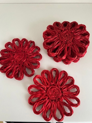 Untersetzer rot 6er Set (Abaca Hanf)