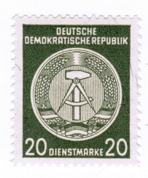 Briefmarke DDR Dienstmarke, 20 Pfennig, Zirkelbogen nach rechts, no PayPal