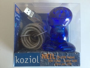 Design-Klassiker Koziol USB Kabelhalter Neil blau -NEU- Bild 3