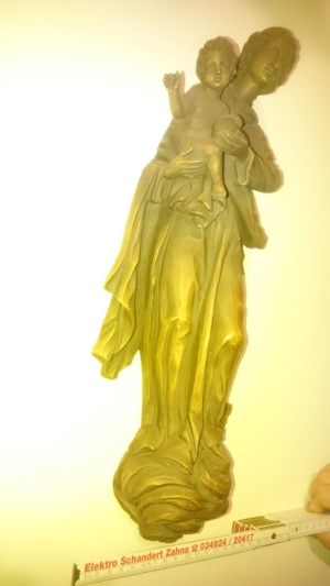 Marienfigur mit Kind-Holz-Wandaufhängung, ca. 46 cm hoch Bild 3