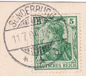 Briefmarke Deutsches Reich Germania 5 auf AK