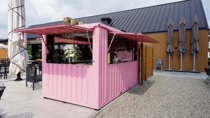 Weisser Mobiler Barcontainer Mit Vordach Perfekt für Verkauf Bild 10