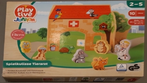 Spielkulisse Tierarzt 10 Holzteile 28*21*13cm 2-5 Jahre in OVP