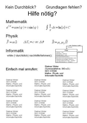 Nachhilfe in Mathematik, Physik und Informatik von erfahrener Lehrkraft