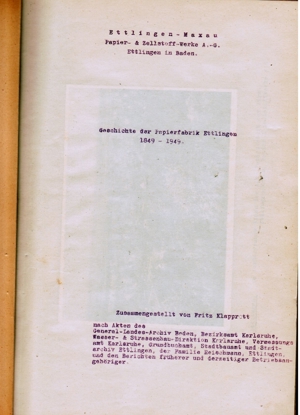 Geschichte der Papierfabrik Ettlingen 1849 bis 1949, Chronik, Industriegeschichte