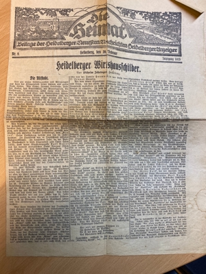 Sammlerstück: 1925 "Die Heimat" Beilage im Heidelberger Anzeiger