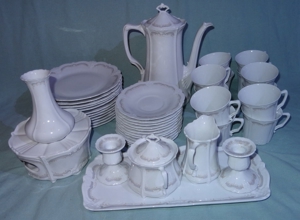 CL Tirschenreuth Baronesse Dominique 43Teile Kaffeeservice weiß Porzellan sehr