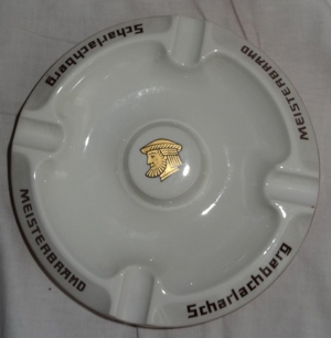 CP Königl. pr. Tettau 1791 Aschenbecher Scharlachberg Meisterbrand 22,3 x4 sehr gut erhalten Retro 