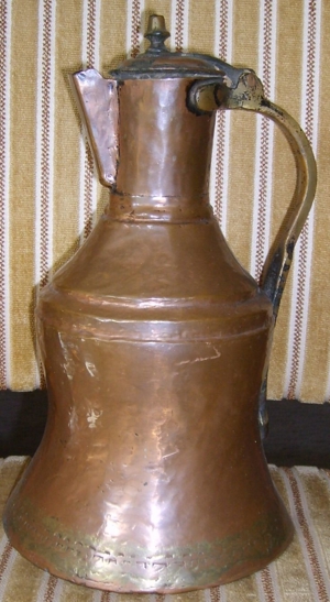 DS Kupferkanne mit Deckel Alt Handarbeit Gesamthöhe 36  Boden 20 dicht alt gut erhalten Vintage