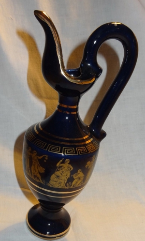 DT TAR Kanne Handarbeit aus Griechenland Kobaltblau 24 Karat Goldverzierung 23,5 sehr gut erhalten