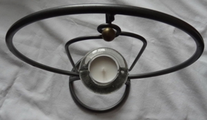 D Kerzenständer Kerzenhalter für Teelicht Metall + Glas anthrazit   21,5 H 26,5 sehr gut erhalten Bild 5