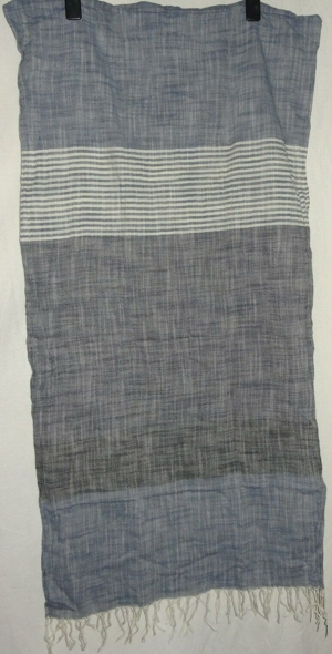 KE Schal groß Tuch 210x60 + Franzen braun blau weiß kaum getragen einwandfrei erhalten Kleidung Dame Bild 3