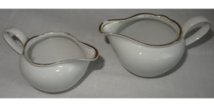 CK C.T. Hutschenreuther Arzberg Bavaria Milchkännchen Sahnekännchen 2 Stück weiß mit Goldrand alt
