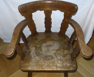 D Stuhl alter Lehnstuhl Vollholz zum neu Lackieren Armlehnstuhl Stuhl ansonsten einwandfrei erhalte Bild 3
