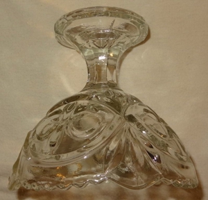CT Schale aus Glas Glasschüssel mit Fuß Liliendekor H13,5  14,5 kaum benutzt einwandfrei erhalten Bild 2