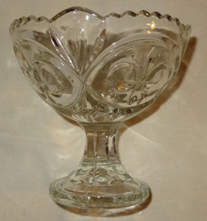 CT Schale aus Glas Glasschüssel mit Fuß Liliendekor H13,5  14,5 kaum benutzt einwandfrei erhalten Bild 4