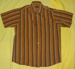 KJH Engbers Hemd Herrenhemd Gr.M 39 40 Baumwolle braun mehrfarbig gestreift Kurzarm Sommerhemd