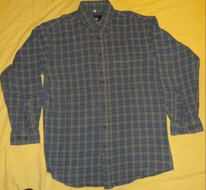 KJH Steve Ketell Hemd Herrenhemd Gr. M 39 40 Baumwolle blau beige kariert wenig getragen Kleidung He