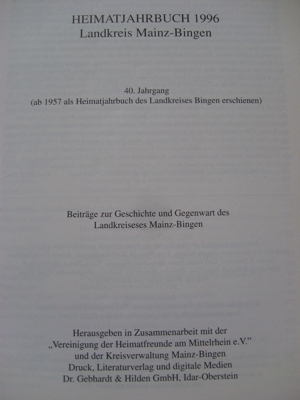 T Heimatjahrbuch Landkreis Mainz-Bingen 1996 Jahrgang 40 Buch wenig gelesen sauber gut erhalten Jahr Bild 2