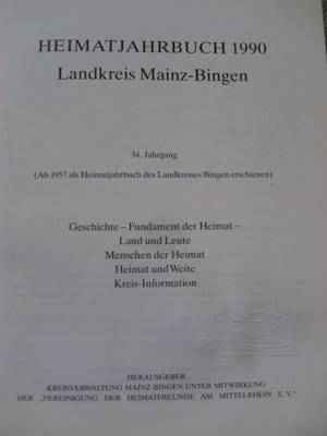 T Heimatjahrbuch Landkreis Mainz-Bingen 1990 Jahrgang 34 wenig gelesen sauber sehr gut Jahrbuch Bild 2