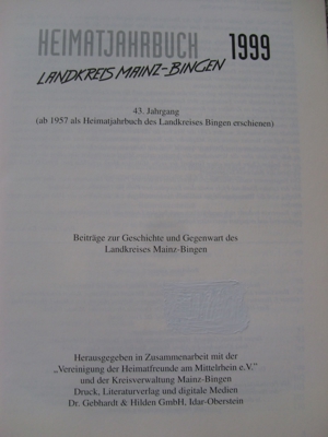 T Heimatjahrbuch Landkreis Mainz-Bingen 1999 Jahrgang 43 Buch wenig gelesen gut erhalten Jahrbuch Bild 2