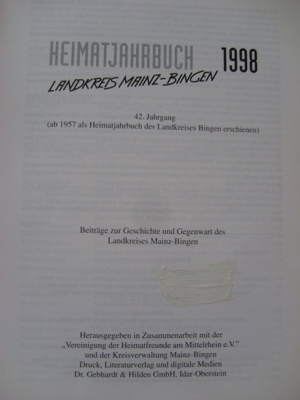 T Heimatjahrbuch Landkreis Mainz-Bingen 1998 Jahrgang 42 Buch wenig gelesen gut erhalten Jahrbuch Bild 2