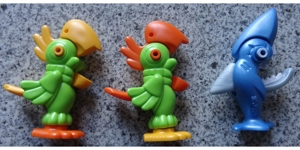 Ü-Ei 1354 2003 Lagune Paradiso Papagei 706119 Papagei 706118 Paradiso Hai 706125 Ferrero Figur