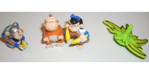 Ü-Ei 239 2006 Schim Banzai Zoff im Affenstall 3 Figuren 1 Bananenkreisel gut erhalten Ferrero Figur Bild 4